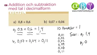 B 2.1 Addition och subtraktion med tal i decimalform