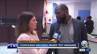Councilman discusses erased text messsages