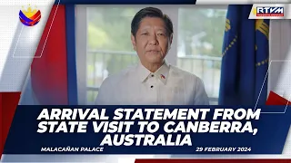 Arrival Statement from State Visit to Canberra, Australia 02/29/2024