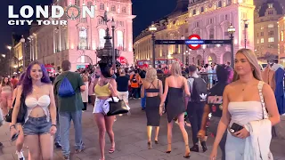 🇬🇧London City Nightlife |Hot Summer Night in Central London - August 2023 | London Night Walk 4K HDR