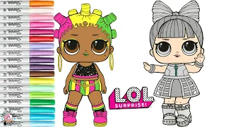 LOL Surprise Dolls Coloring Book Page Jammin' and Dancebot LOL Surprise Lights Glitter