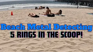 Beach Metal Detecting | 5 Rings In The Scoop !