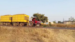 Arjun 605  New Holland 5500 & Novo 605di pulling Loaded sugar cane trolley | Sugar Cane load