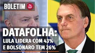 Boletim 247 - Datafolha: Lula lidera com 43% e Bolsonaro tem 26%