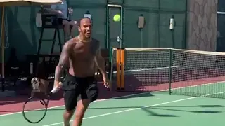 Lewis Hamilton playing Tennis with his father