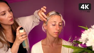 ASMR Face Framing Spring Hair Styling 🌸 Perfectionist Hair Adjusting + Flower Placements