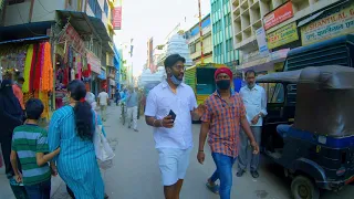 Exploring the largest market in Bangalore city - Chikpet | 4K Walking tour in India | Feb 2021