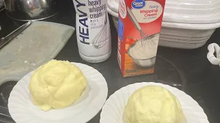 Making homemade butter with heavy whipping cream