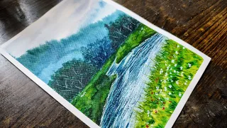 Watercolor landscape painting/ Beginners watercolor painting