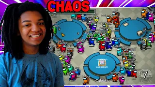 100 AMONG US PLAYERS *CHAOS* | AMONG US, but with 100 PLAYERS REACTION