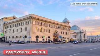 Walking tour in 4K along Zagorodny Avenue in St  Petersburg Russia