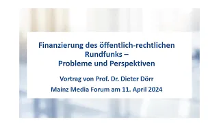 Mainz Media Forum 04/24: Finanzierung des öffentlich-rechtlichen Rundfunks – Probleme & Perspektiven