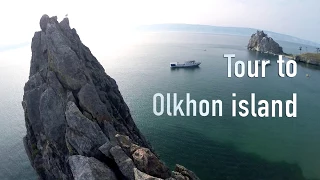 Baikal aerial drone video. Tour to Olkhon island