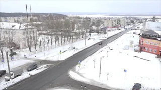 Город с высоты Главная дорога и улица  города Козловка Чувашия 19 03 2021