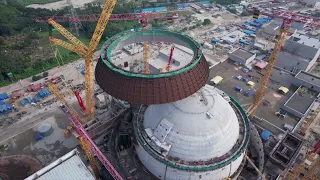 Installation of the dome part of the outer containment at Rooppur NPP Unit 2