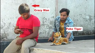Fake Tiger VS man Prank Video -So Funny Public Reaction with Fake Tiger | BY Dhamaka Furti Part 2