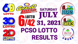 Lotto Result July 31 2021 (Saturday), 6/42, 6/55 | PCSO lottery draw