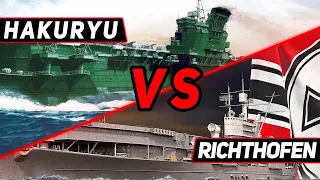 АВИАНОСЕЦ HAKURYU VS RICHTHOFEN! ЧТО ОКАЖЕТСЯ СИЛЬНЕЕ?! WORLD OF WARSHIPS