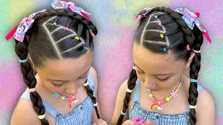 Peinado fácil y bonito para niñas 👧🏻 🌈🌸