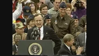 President George H.W. Bush thanks the troops after the Gulf War in 1991
