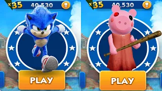 Sonic Dash vs Piggy Run - Movie Sonic vs All Bosses Zazz Eggman All 61 Characters Unlocked