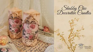 Decoupaged Decorative Candles Tutorial. Rice paper + cracking paste