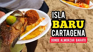 ISLA Baru Playa Blanca CARTAGENA Donde Almorzar BARATO sin ser estafado MOJARRA FRITA como llegar