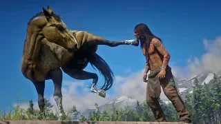 NATIVE AMERICAN Fights Angry HORSE in Red Dead Redemption 2 PC ✪ Vol 13