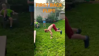 Aksil’s first solo back flip!! #fattystunts #sendit #backflip #parkour #family #backyard #gym