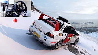 Mitsubishi EVO VIII Snow Drifting - (w/Steering Wheel) | Forza Horizon 4