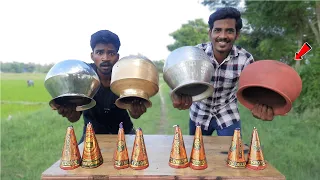 FLOWER POT CRACKER vs 4 TYPE VESSELS🏺| எது பெருசுன்னு அடிச்சி காட்டு😂 | Diwali Crackers Experiment