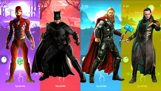 Flash 🆚 Batman 🆚 Thor 🆚 Loki | DC Heroes 🆚 Marvel Heroes | Tiles Hop Fun Ball