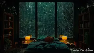 Soft Rain Sounds for Sleeping - Rain in Forest at Night with Relaxing Piano Music - 3 Hours