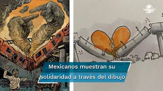 Un corazón partido y tres ilustraciones de rabia y tristeza por accidente en Metro Olivos