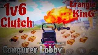 1v6 Clutch in Hard Conqurer Lobby🔥 Rush Gameplay King 👑 PUBGMOBILE 🔥