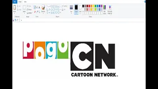 Drawing the logo of the channel Pogo  in Ms paint.