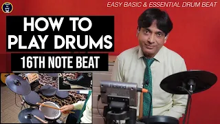 How to Play Drums - 16th Note Beat | Prabhu Ka Dhanyavad | For Beginners in Hindi | Yeshu Ke Geet