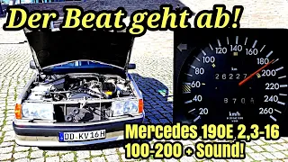Mercedes 190E 2,3-16 - Der Beat geht ab! Soundtest + 100-200 Zeiten messen | Dragy GPS 2023