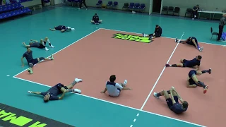 Volleyball. Warm up without balls. Training. Russia. Team Zenit St. Petersburg