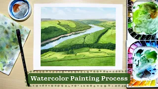 A Very Green Landscape Painting Process | "Ladybower Green"