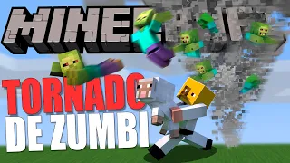 Minecraft mas existe um Tornado com Zumbis atrás de nós