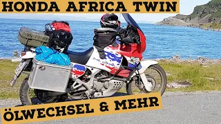 Honda AfricaTwin (XRV 750) - Ölwechsel, Kettenspannung und Luftfilter