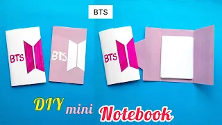 DIY BTS Mini Notebook [ No tape ] School supplies |DIY BTS crafts#bts