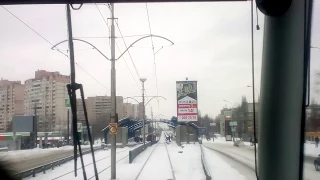 Kiev.High-speed tram 3./Киев.Скоростной трамвай 3.Весь маршрут.Вид спереди