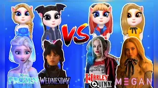 My Talking Angela 2🥰/ Frozen Elsa And Wednesday Addams Vs Harley Quinn And Megan Doll / New Gameplay