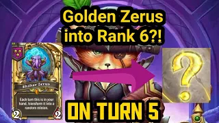 Golden Shifter Zerus into Rank 6 on Turn 5! - Hearthstone Battlegrounds