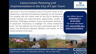 Conservation Conversations: Conservation Planning and Implementation - Clifford Dorse (03Oct23)