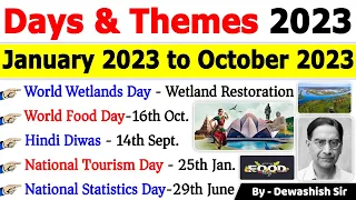 Days And Themes 2023 | January to October 2023 | Important Days 2023 Trick #currentaffairs2023