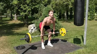 80kg/176lbs power clean into overhead press