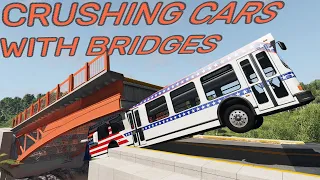 CRUSHING CARS with BRIDGES - BeamNG.drive - Bascule Bridge